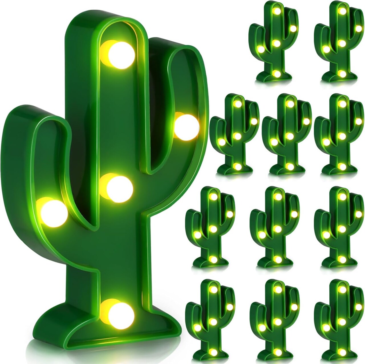 12 Pieces Western Party Decor Cactus Light Centerpieces Mexican Fiesta Party Decorations Night LED Tabletop Lamp Cactus Cute Mini Light for Bedroom Garden Home Cinco De Mayo Gift